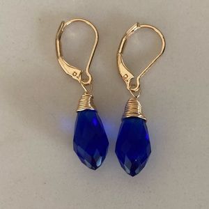 Gold Filled Faux Blue Sapphire Earrings